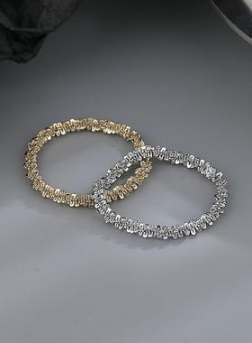 波光粼粼满天星单戒女指环韩国设计感闭口设计叠戴超闪耀链条戒指