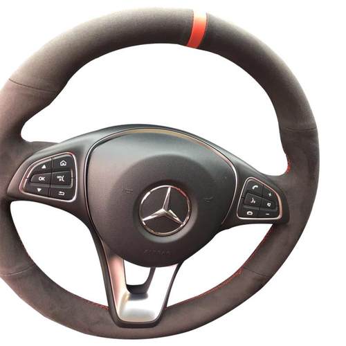 奔驰手缝方向盘套翻毛皮GLC260C200L新CE级GLACLAGLEGLB把套 - 图3