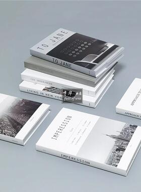 现代简约外文装饰真书样板房书柜玄关桌面摄影彷真道具假书摆件