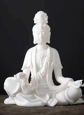 新中式观音菩萨佛像陶瓷摆件自在观音白瓷家居客厅玄关博古架装饰