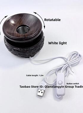 水晶球底座实木双层旋转高档球座灯座球形黑檀木祥云木质底座摆件