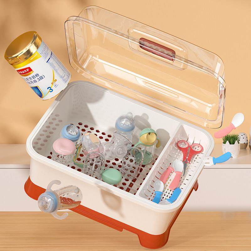 鹏音宝宝奶瓶收纳箱沥水架带盖防尘放婴儿辅食工具餐具水杯碗筷收纳盒摆件,淘宝优惠券,粉丝福利购,淘宝优惠卷