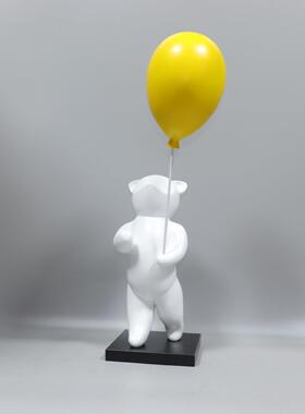 现代创意轻奢树脂气球熊落地摆件样板间客厅玄关电视柜旁卡通装饰