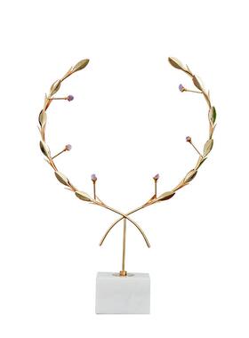 跨境欧式轻奢植物金属摆件高级感家居客厅水晶花环装饰礼品工艺品