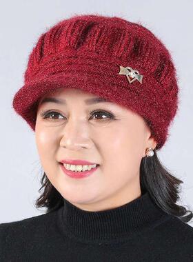 适合妈妈戴的帽子老年人女款帽子冬季时尚老人加绒奶奶加厚保暖女