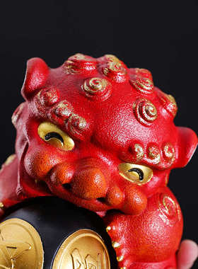 中式风可爱狮子招财茶玩摆件时来运转创意家居桌面店铺开业小摆件