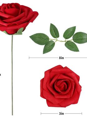 25/10PCS Artificial Flowers Red Rose Real Looking Fake Roses