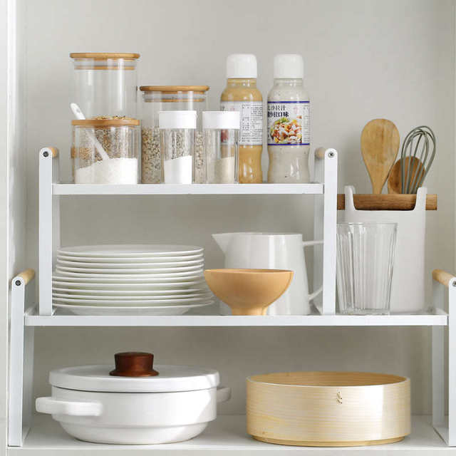 Japanese iron kitchen storage rack countertop multi-layer pot rack seasoning rack desktop storage rack floor-standing kitchen rack partition