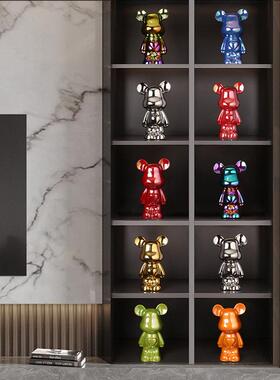 暴力熊网红潮玩摆件轻奢客厅电视柜酒柜卡通爱心熊公仔儿童房装饰