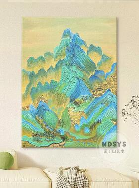 奶油风千里江山立体手绘油画肌理山峰客厅装饰画入户对门玄关挂画