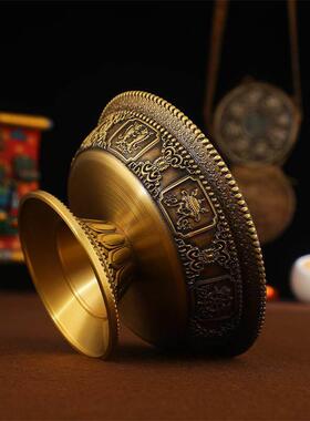 藏式精品黄铜八吉祥护法杯密宗供佛用品圣水供水杯佛前供杯大小号