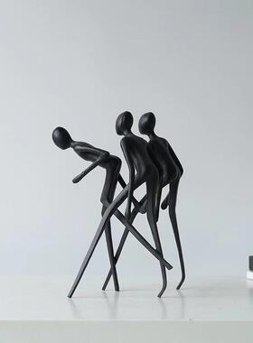 现轻奢艺术铸铁人客物摆件展厅店家BJ10117代居厅样板房间软装饰