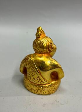 8.5cm高复古纯铜鎏金仿金人物摆件 黄铜工艺品文创市集古玩老物件