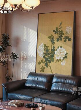 现代中古风客厅手绘油画奶油中国风餐厅装饰画艺术植物花卉挂画