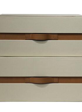 轻奢皮制收纳箱样板房衣帽间收纳箱全屋定制展厅软装展示箱