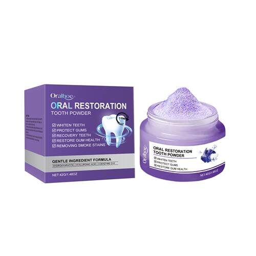 ORALHOE Purple Teeth Whitening Powder for Gum Protection, Fr - 图3