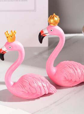 北欧简约公主王子ins火烈鸟欧式树脂工艺品摆件家居装饰生日礼物