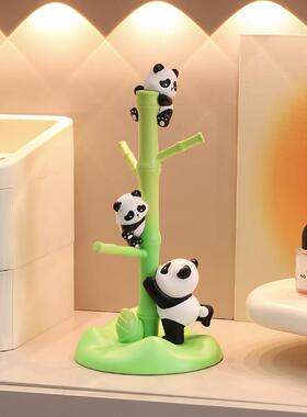 创意可爱熊猫置物架钥匙收纳玄关摆件入户门口装饰品乔迁新居礼品