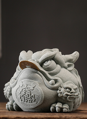 新中式招财金蟾精品高档摆件创意彩金富的流油家居客厅桌面装饰品