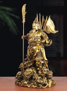 关家摆件武财神仿爷公铜16托宝关像龙关羽关二武圣居客厅供品摆放
