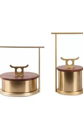 现代轻风样奢板间客厅软装高级XP-1070感售部书新中式金属提盒装