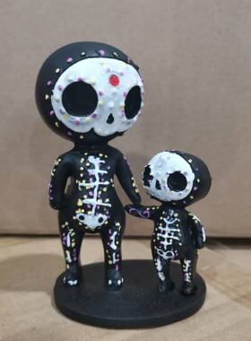 跨境新品Sugar Skull Couple Figurine糖骨头骨夫妇树脂雕像装饰