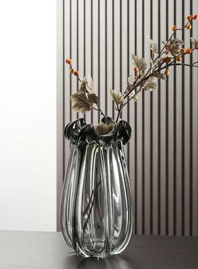 水养玻璃花瓶摆件客厅插花干花透明北欧现代简约轻奢ins风格餐桌