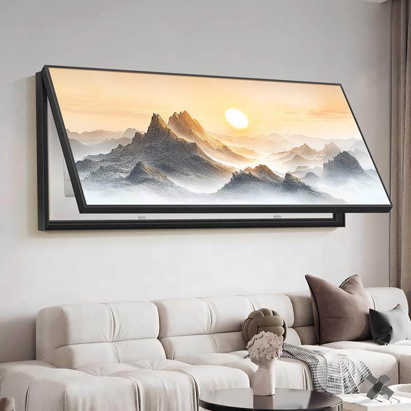 旭日东升电表箱装饰画横版入户电源开关遮挡挂画大尺寸靠山图挂画,淘宝优惠券,粉丝福利购,淘宝优惠卷