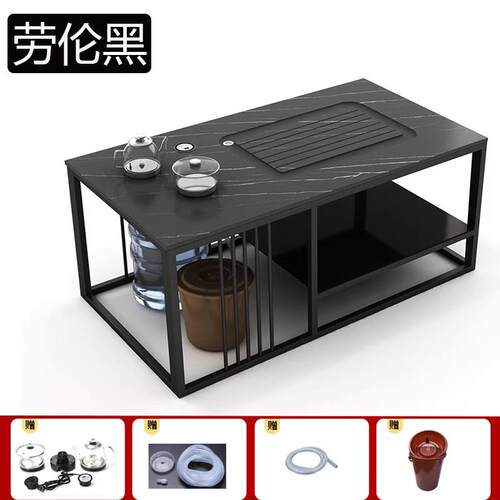 茶几泡茶一体功夫岩板茶几客厅接待现代家用茶台烧水壶小户型茶桌 - 图2