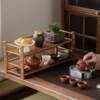 Universal household environmentally friendly bamboo surface tea room home cup tea pot tea set storage shelf display rack table display rack