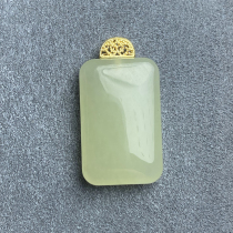 And field jade square pendant without cards S925 ancient method silver inlaid