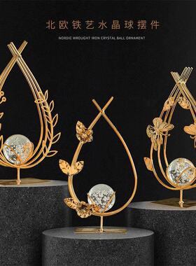 跨境热销铁艺银杏叶装饰摆饰高级感小众客厅办公室桌面金属工艺礼