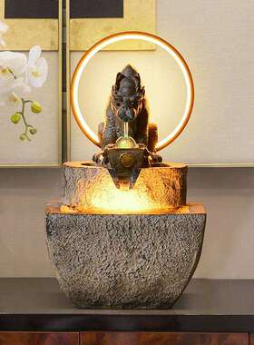 招财流水件循环水客厅玄关假山泉加湿器景喷观门摆饭日进斗金店厅