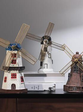 覆古怀旧灯塔风车书柜桌面摆件客厅酒柜装饰品办公室柜子书架摆设