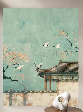 新中式宋徽宗瑞鹤图书房茶室客厅装饰画宋代美学中古风大幅挂画