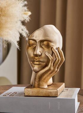 树脂工艺品办公室客厅书房书桌装饰摆件高级感小众人脸书档书立