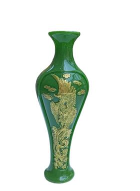 厂家夜光花瓶龙凤摆件树脂绿夜光鎏金花瓶摆设工艺品