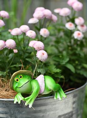 盆边青蛙挂件套装花盆盆栽花园装饰摆饰卡通动物阳台田园树脂摆设