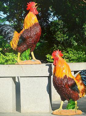 仿真大公鸡鸡摆件庭院花园装饰品家禽大母鸡鸡模型树脂工艺