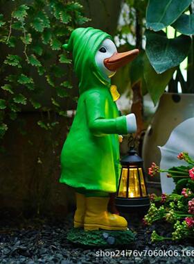 爱Fh(h($%p太摆阳能桌面可装饰花园庭院造子景灯萌趣绿衣提灯鸭树