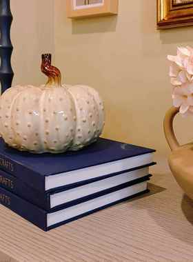 中古小众艺术陶瓷南瓜摆件玄关客厅餐桌民宿高级氛围感装饰品