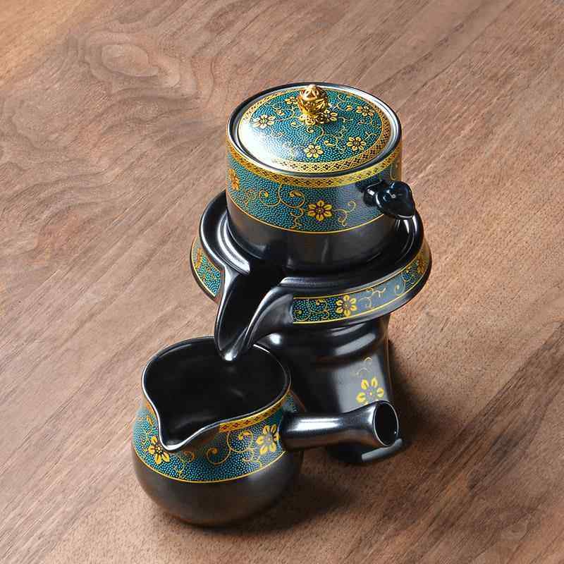 高档装懒人石磨自动茶单个家用转泡茶神器配件套旋出水具功夫茶壶 - 图2