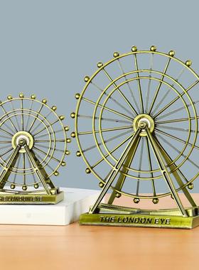 摩天轮小摆件铁艺旋转模型家居客厅房间卧室摆设品欧式创意装饰品