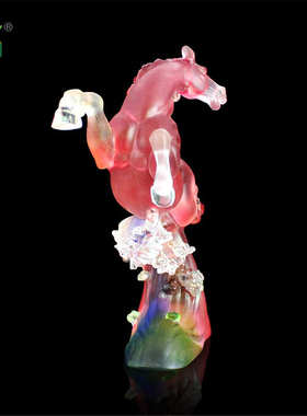 工艺品琉璃动物马装饰品办公室生肖明古法奖杯锋摆件琉璃马到成功