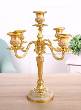 欧式烛庆台 创意简约婚家居装饰五头青铜蜡烛烛台 ins金属烛台