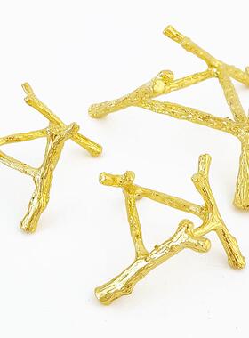 直销新款跨境树枝圆球水晶球金色底座置物架水晶石矿石展示底托创