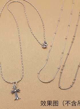 925纯银镀白金珠子蛇骨项链珠链单链裸连DIY简约百搭女链闪珠链子