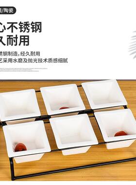 陶瓷调味架多格小食架亚克力四方碗KTV酒吧宴会茶歇干果碟酱料架