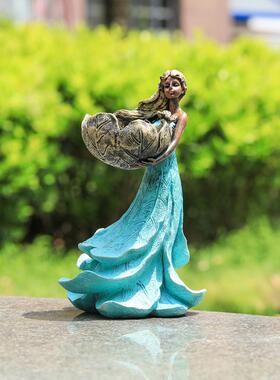 新款2024女神树脂喂鸟器室外花园草地庭院园艺户外装饰摆件