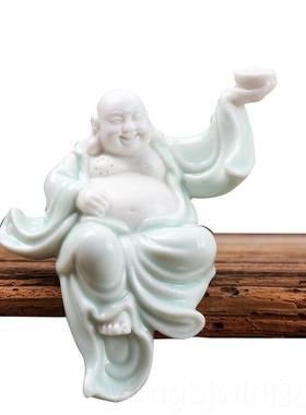 新款品创意中式陶瓷工艺招财弥勒佛家小家用客厅佛像大肚笑佛居号